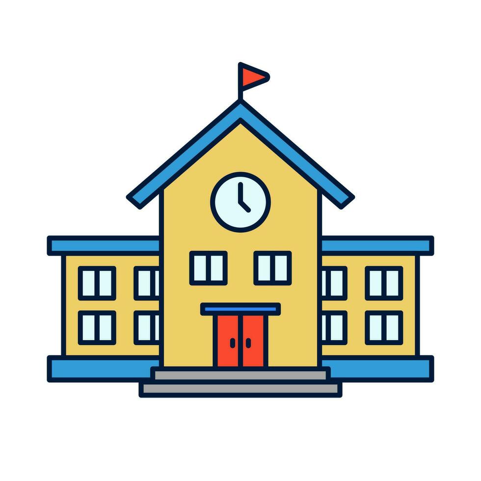 scuola edificio cartone animato illustrazione su isolato sfondo vettore