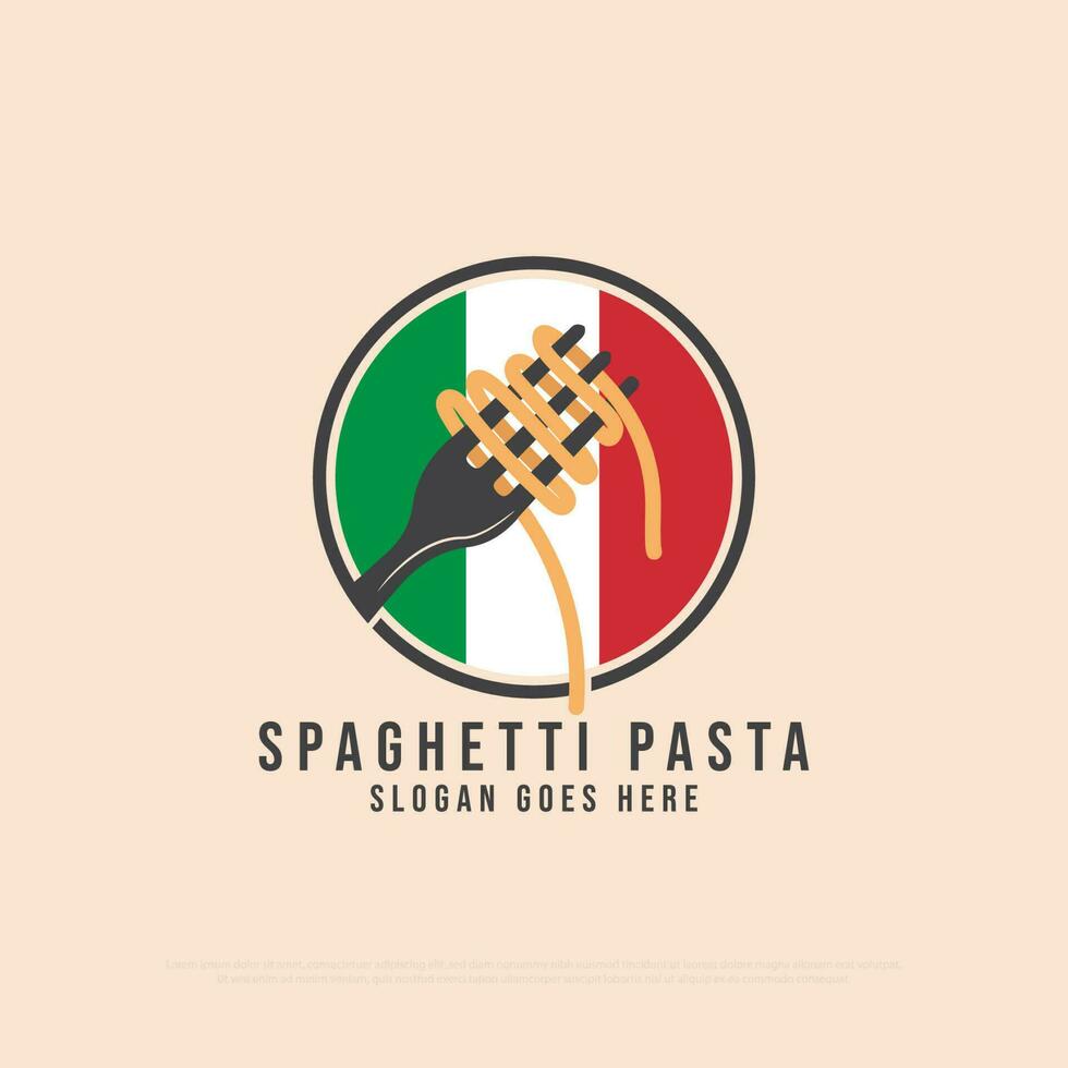 italiano pasta negozio logo design ispirazione, spaghetti pasta spaghetto vettore illustrazione distintivo cartello simbolo