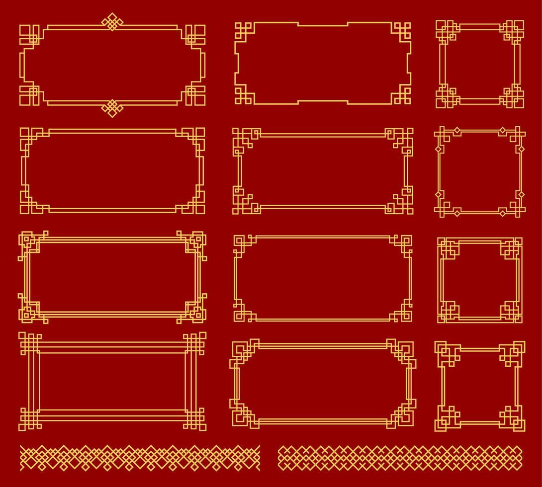 asiatico nodo cornici, orientale classico modelli vettore