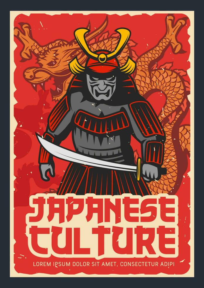 giapponese cultura e storia grungy vettore manifesto