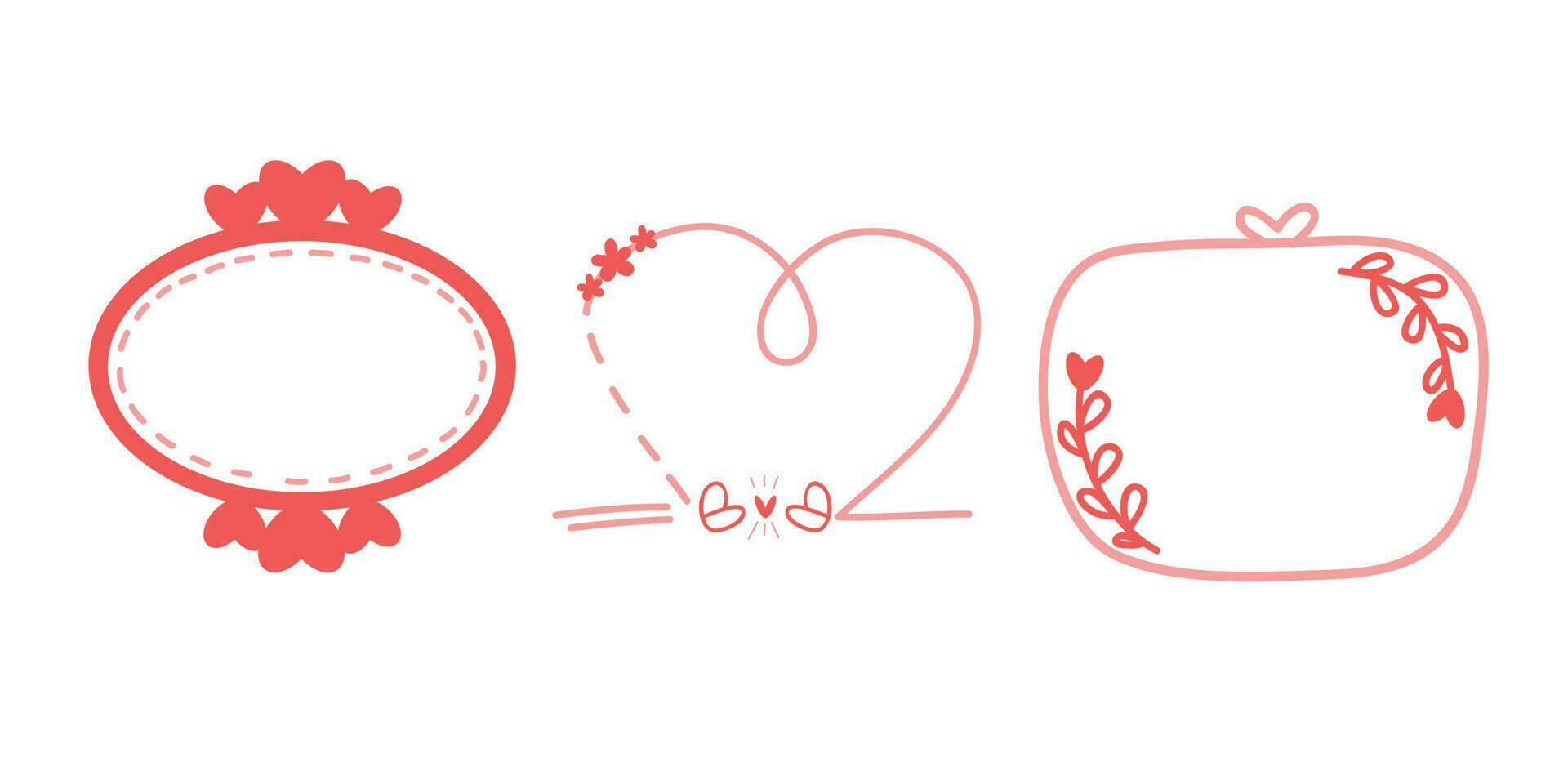 mano disegnato amore telaio decorazione per San Valentino giorno design. scarabocchio stile. Citazione, virgole, Messaggio, vuoto, modello. modificabile vettore. vettore