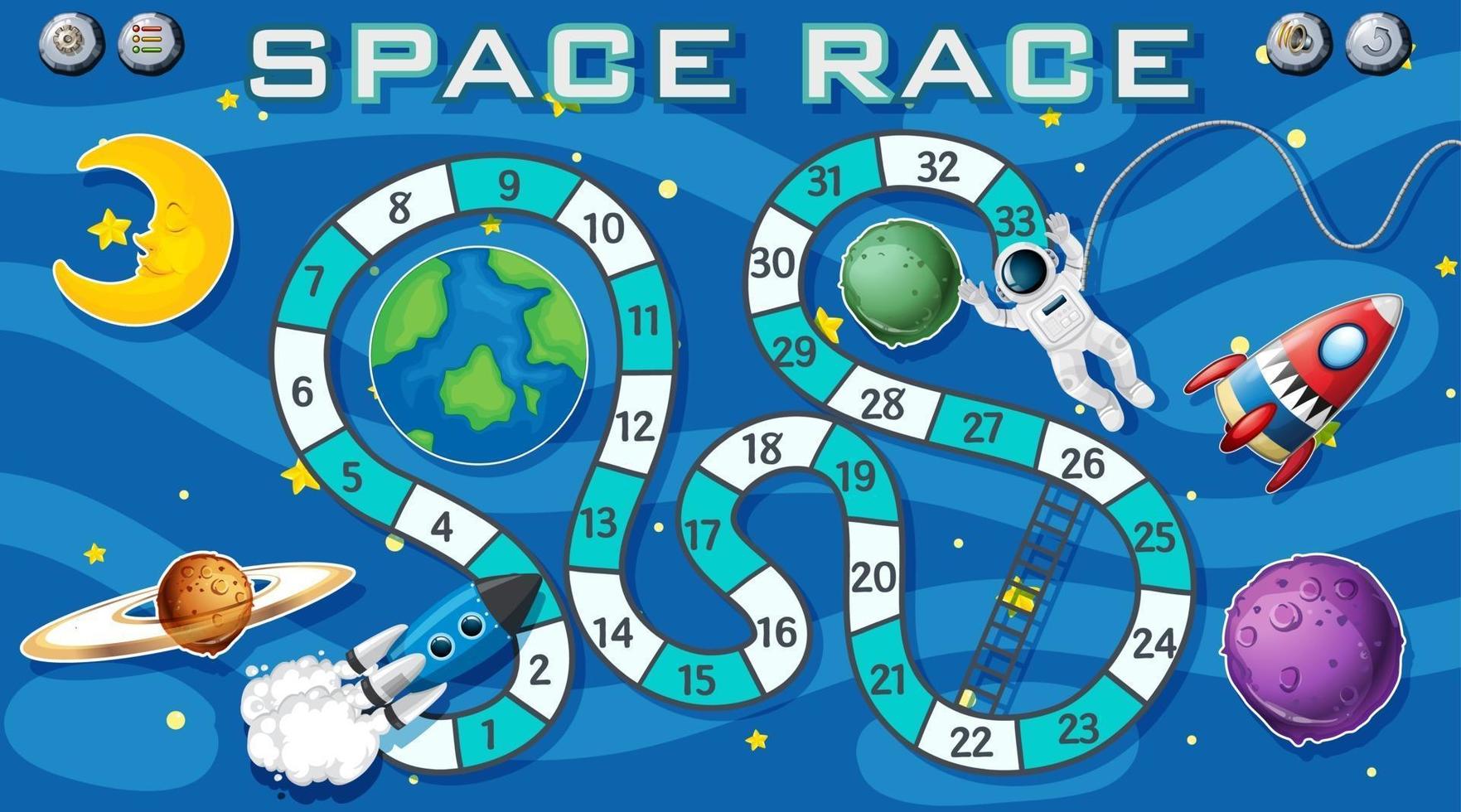 modello di gioco serpente e scale con tema spaziale vettore