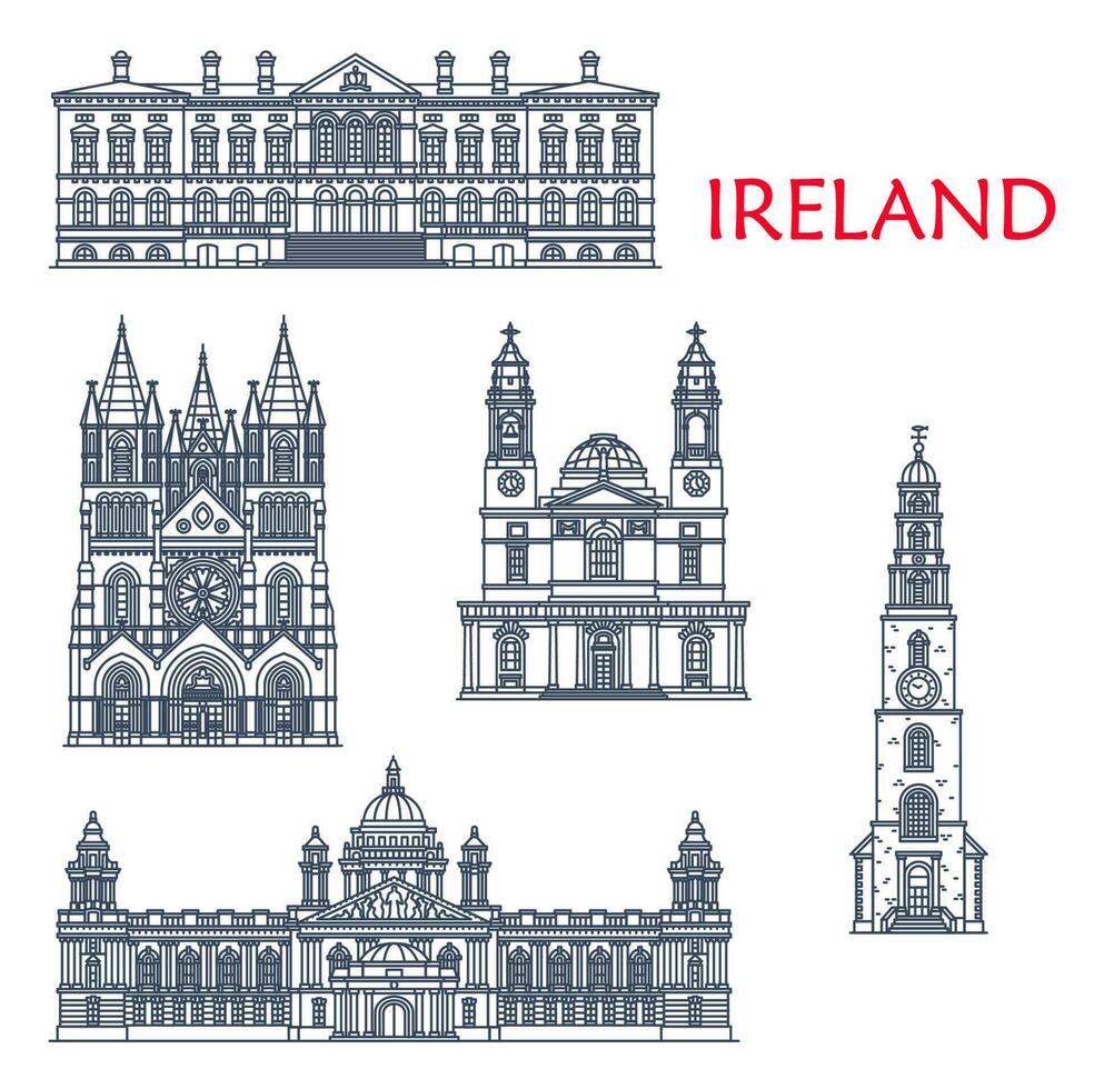 Irlanda punti di riferimento, belfast architettura, chiese vettore