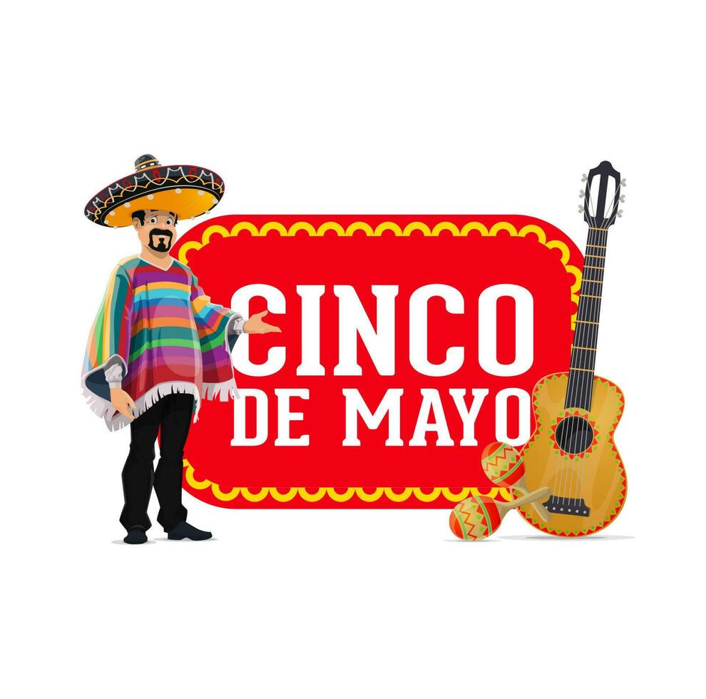 cinco de maionese, messicano chitarra e maracas vettore