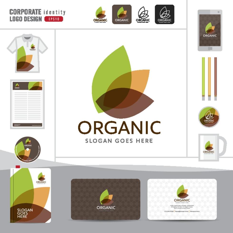 vettore organico e naturale emblema, modello di progettazione di logo