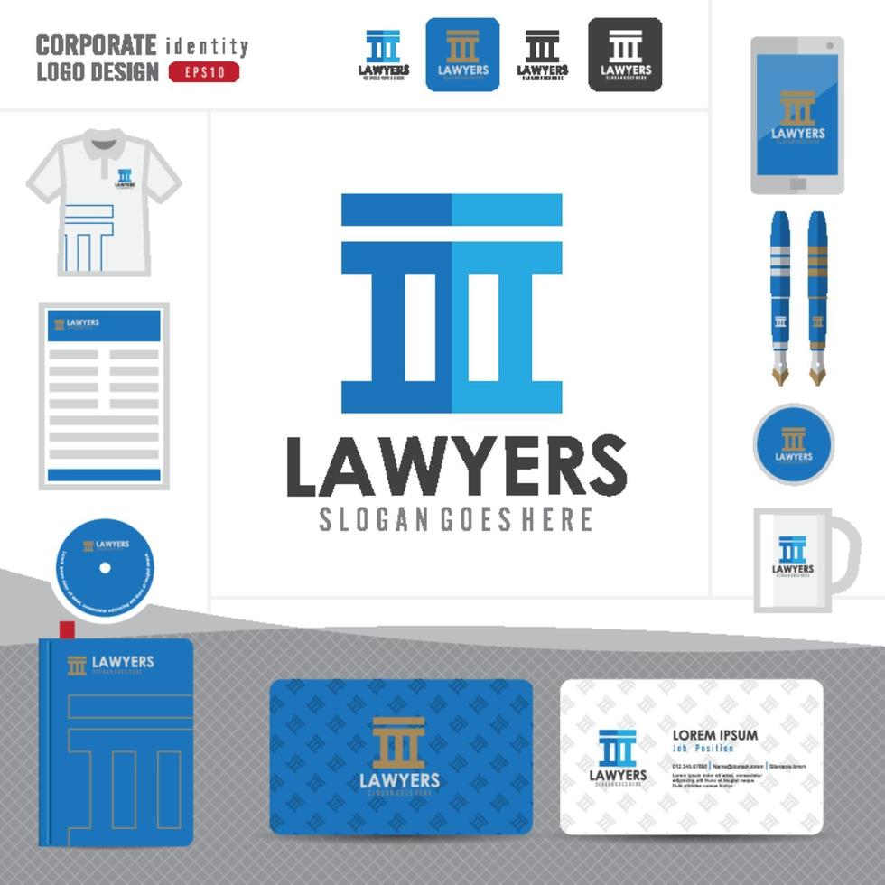 logo di legge, studio legale, studio legale, modello di identità aziendale del logo di legge vettore