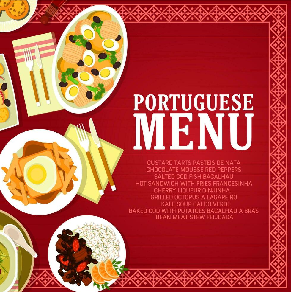 portoghese ristorante menù carta modello vettore