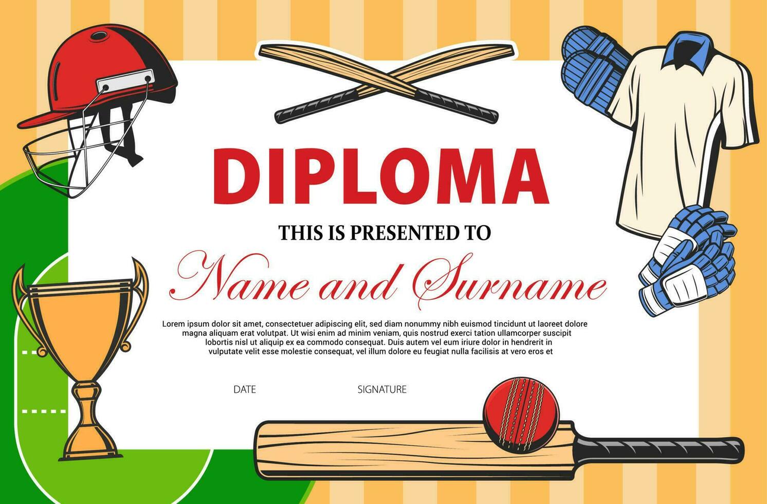 baseball certificato, sport premio diploma modello vettore