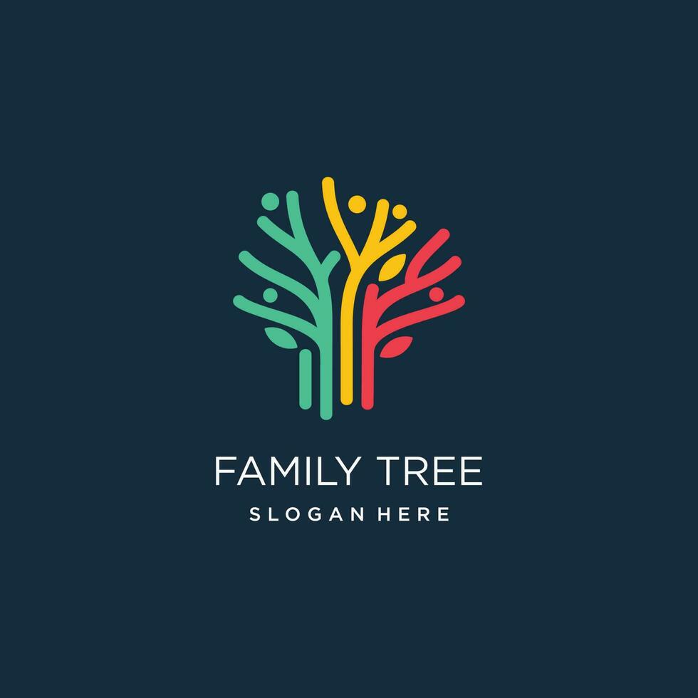famiglia albero logo vettore design con moderno stile