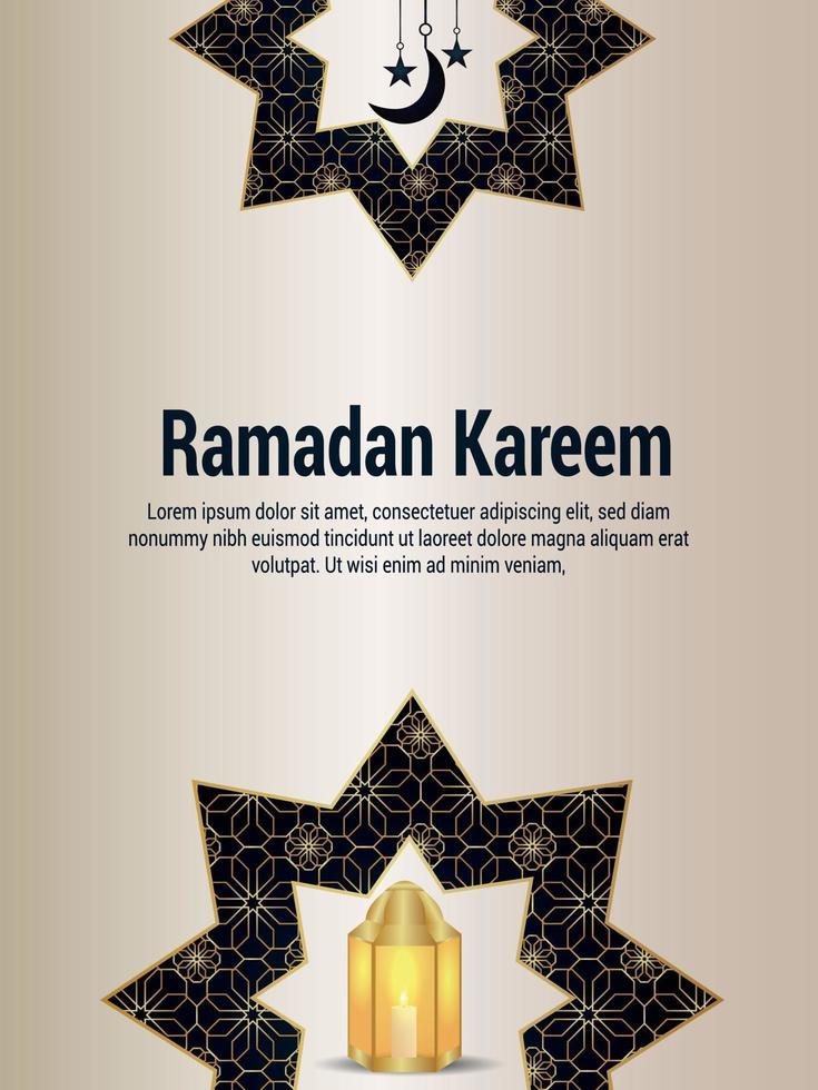 illustrazione vettoriale di ramadan kareem con elementi del modello arabo e lanterna dorata