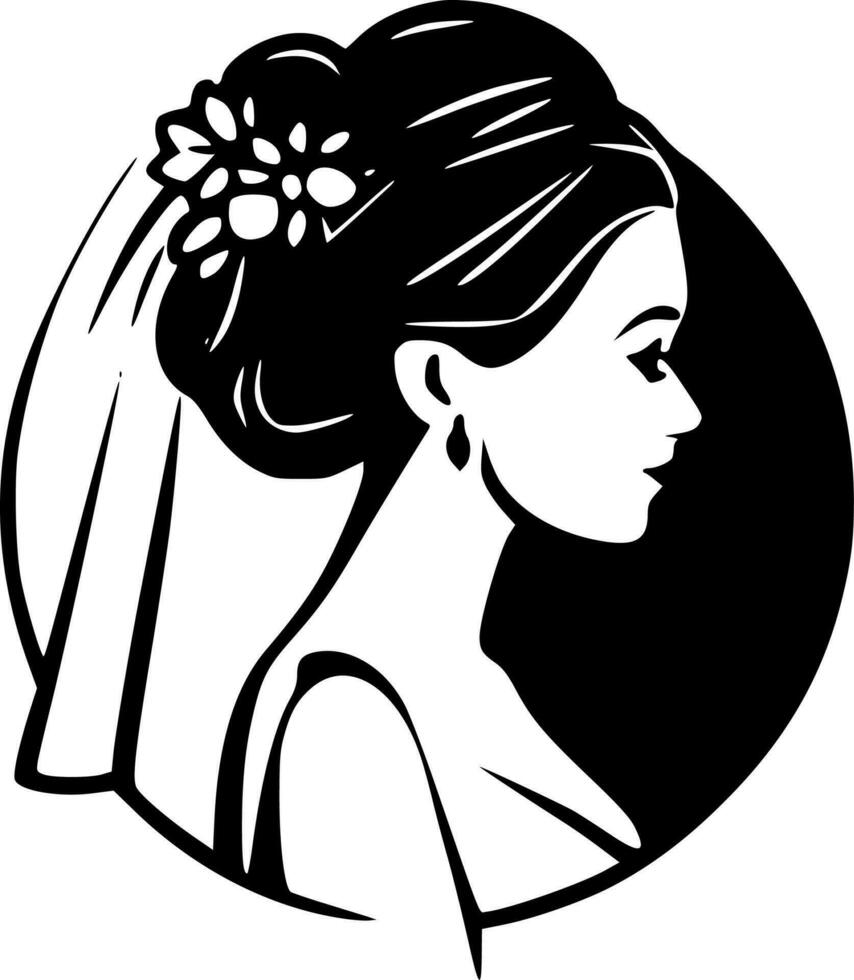 bridal - nero e bianca isolato icona - vettore illustrazione