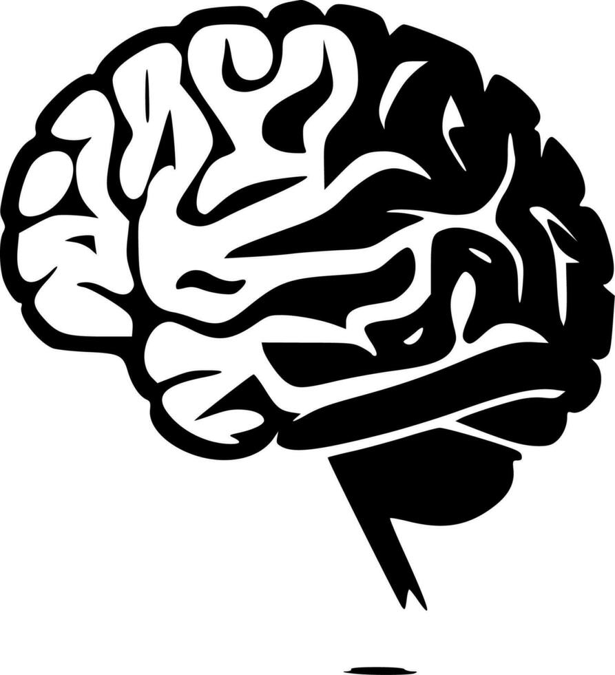 cervello - nero e bianca isolato icona - vettore illustrazione