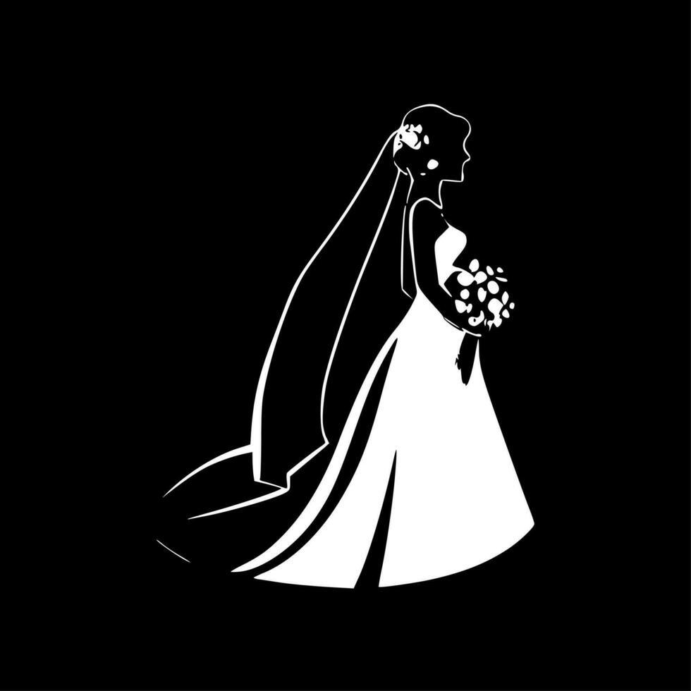 sposa, minimalista e semplice silhouette - vettore illustrazione