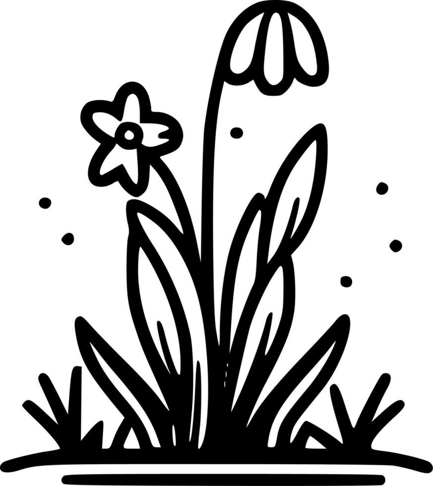 primavera - nero e bianca isolato icona - vettore illustrazione