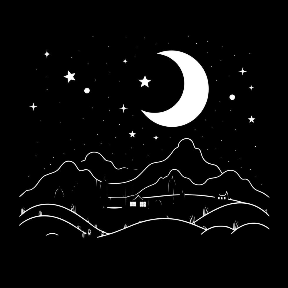 notte cielo, minimalista e semplice silhouette - vettore illustrazione