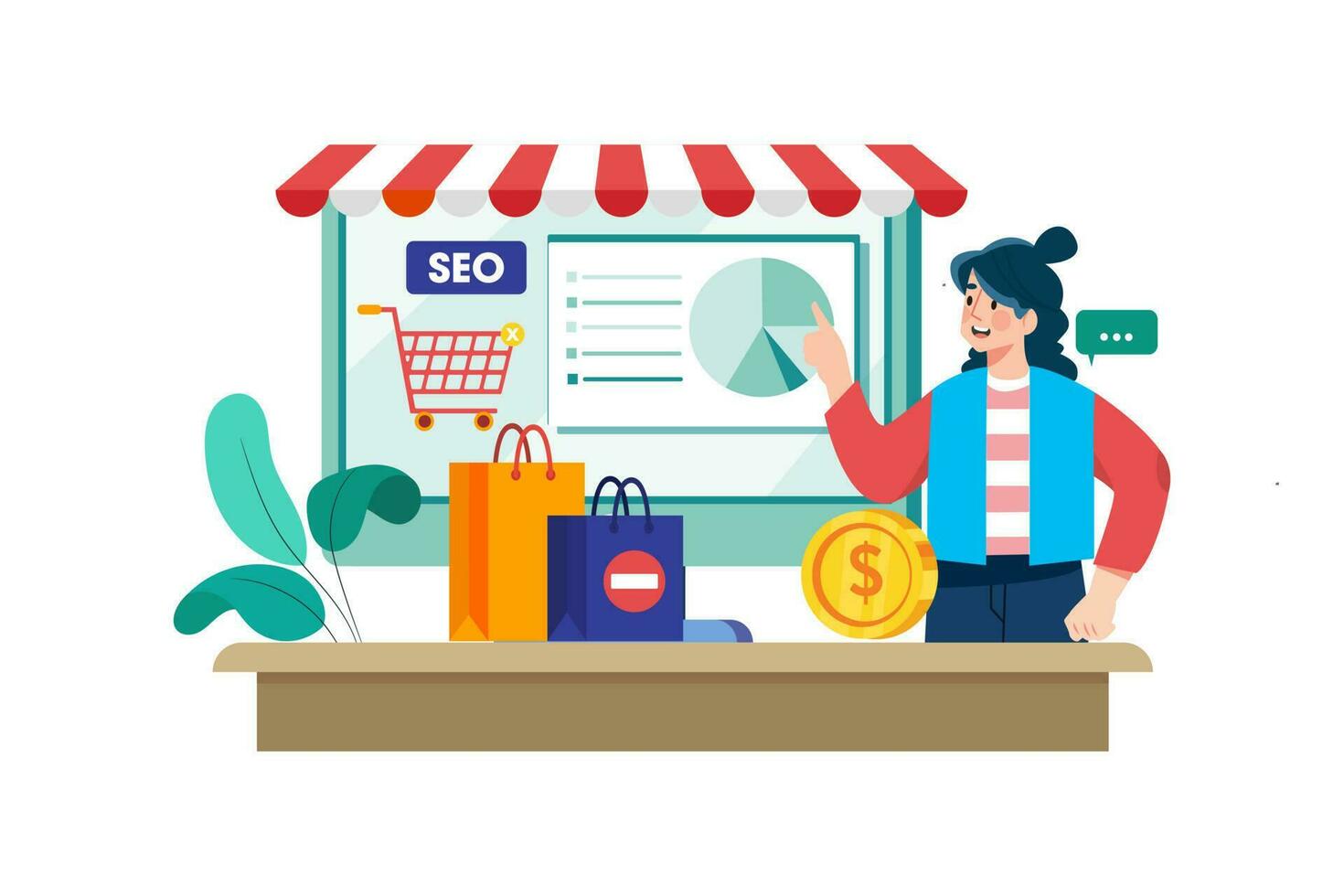 e-commerce marketing ottimizzazione Prodotto pagine per seo. vettore