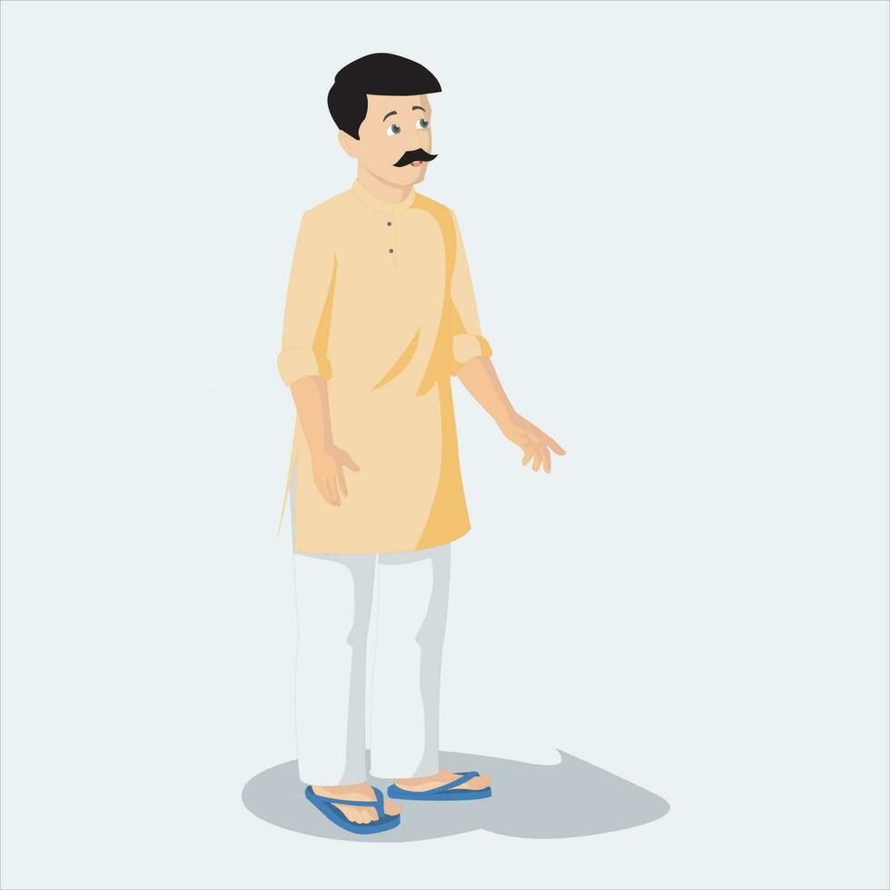 indiano 2 personaggio pantaloni e camicia e punjabi lettura personaggi vettore