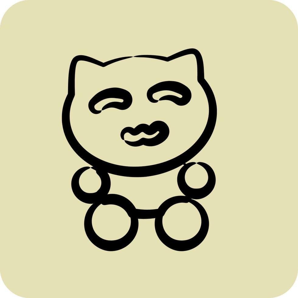 icona maneki neko. adatto per giapponese simbolo. mano disegnato stile. semplice design modificabile. design modello vettore