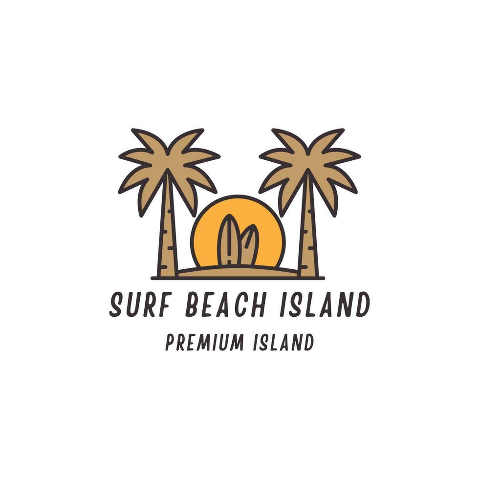 isola con Noce di cocco alberi e navigare, vacanze logo vettore icona illustrazione design