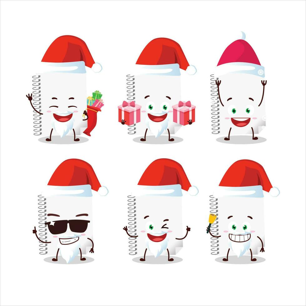 Santa Claus emoticon con spirale vuoto bianca i Quaderni cartone animato personaggio vettore