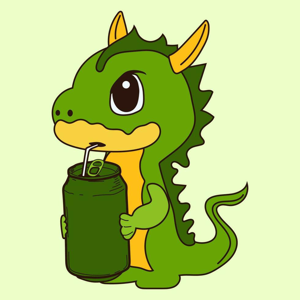 un' cartone animato di un' verde Drago dinosauro etichetta emoticon per luogo, Informazioni grafica, video, animazione, siti web, posta, newsletter, rapporti, comico vettore