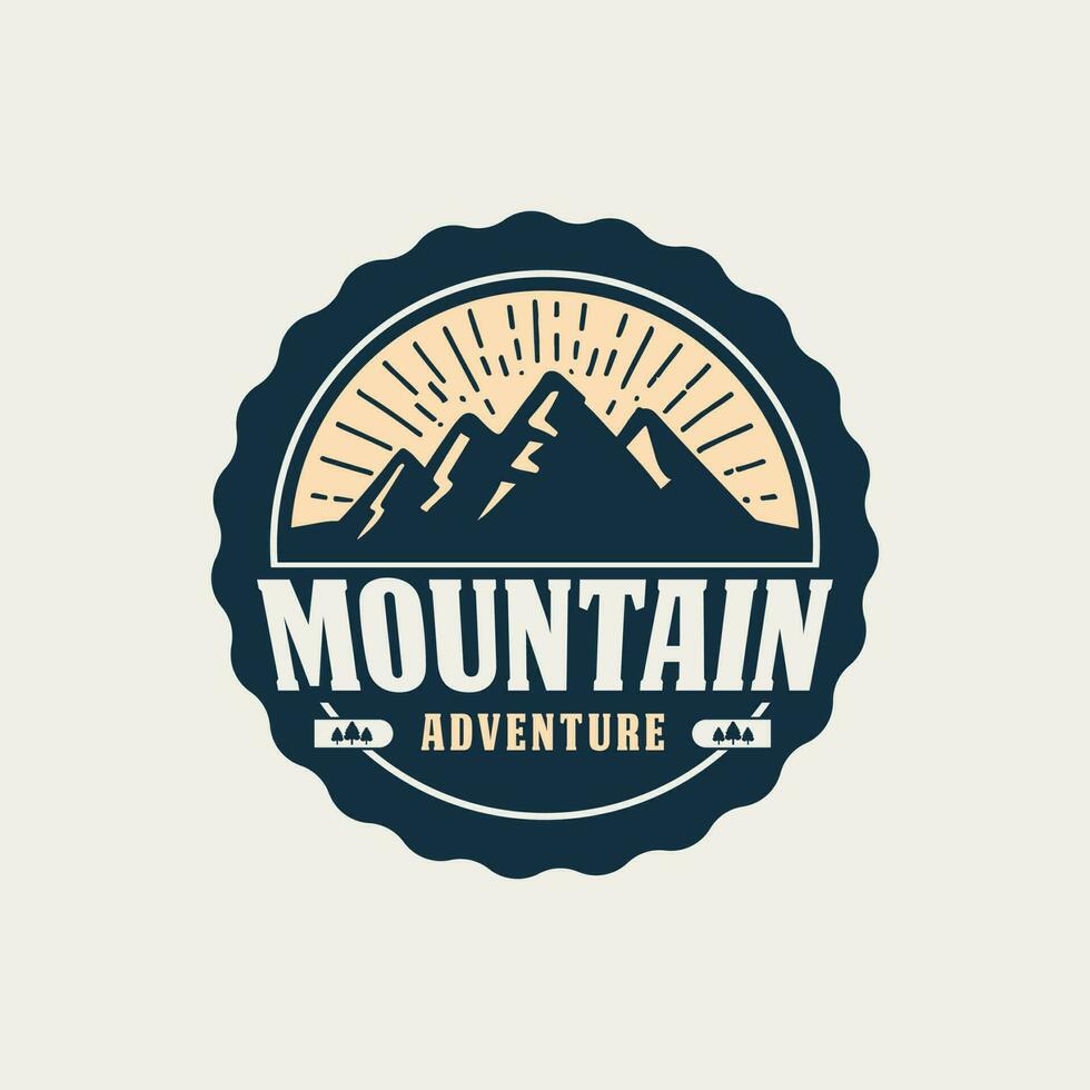 montagna logo design concetti. monocromo, retrò colori, linea, silhouette stili. montagna avventura distintivo, viaggio logo modello. campeggio toppa, stampe. azione etichetta isolato vettore