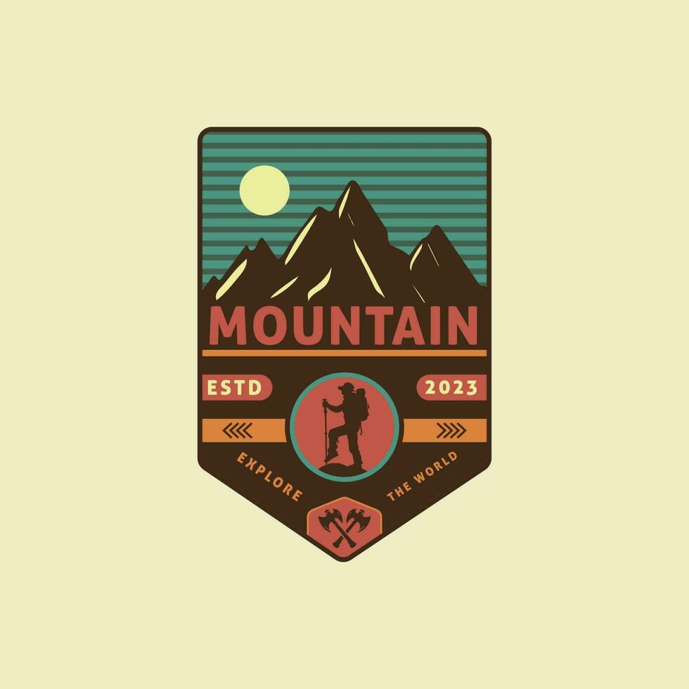 montagna avventura Vintage ▾ distintivo logo vettore