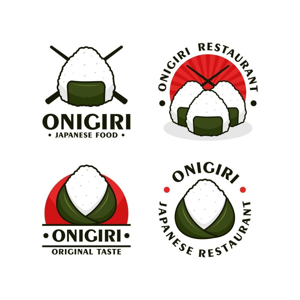 onigiri riso palla giapponese ristorante design logo collezione vettore