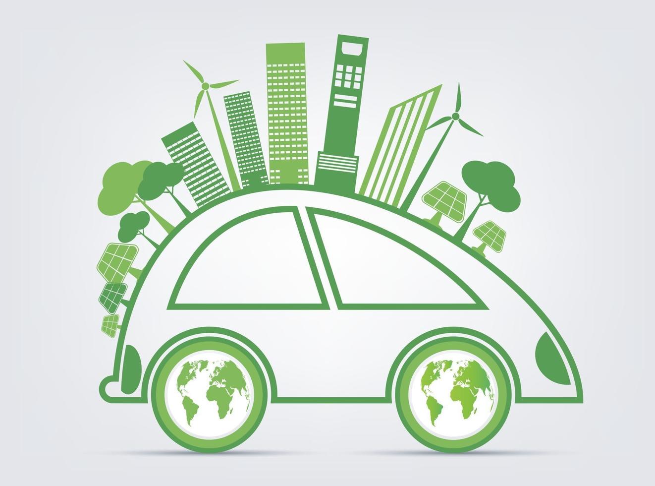 concetto di auto verde ecologico vettore