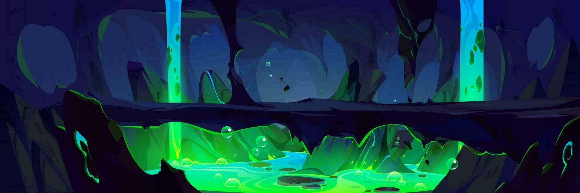buio tossico grotta dentro cartone animato gioco sfondo vettore