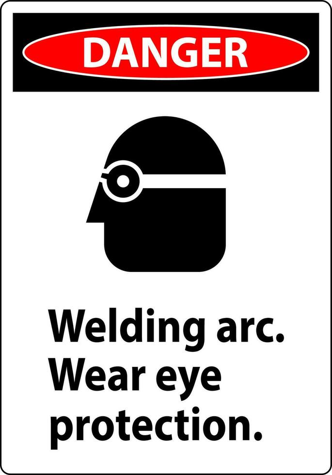 Pericolo saldatura arco indossare occhio protezione cartello vettore