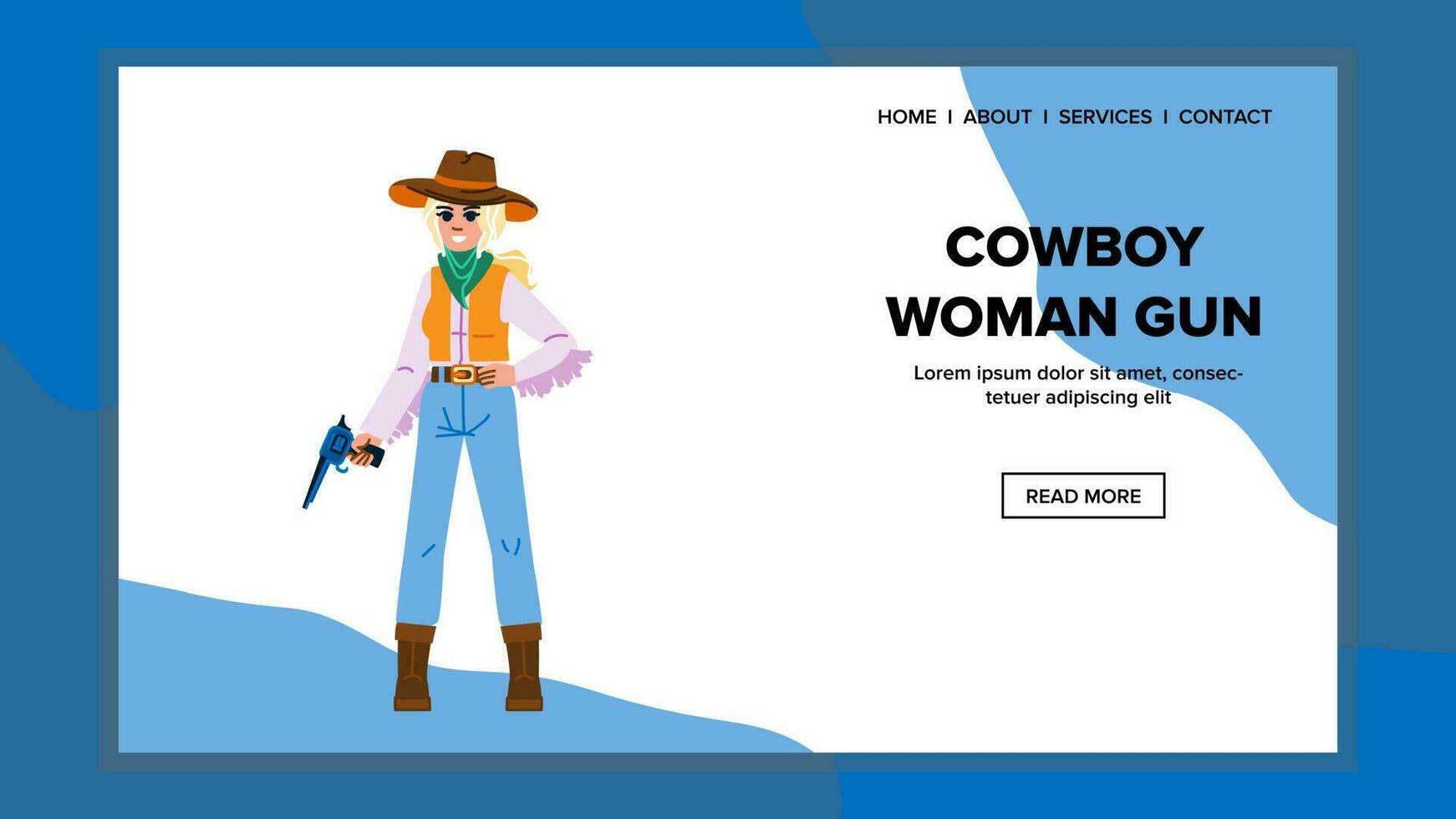 cowboy donna pistola vettore