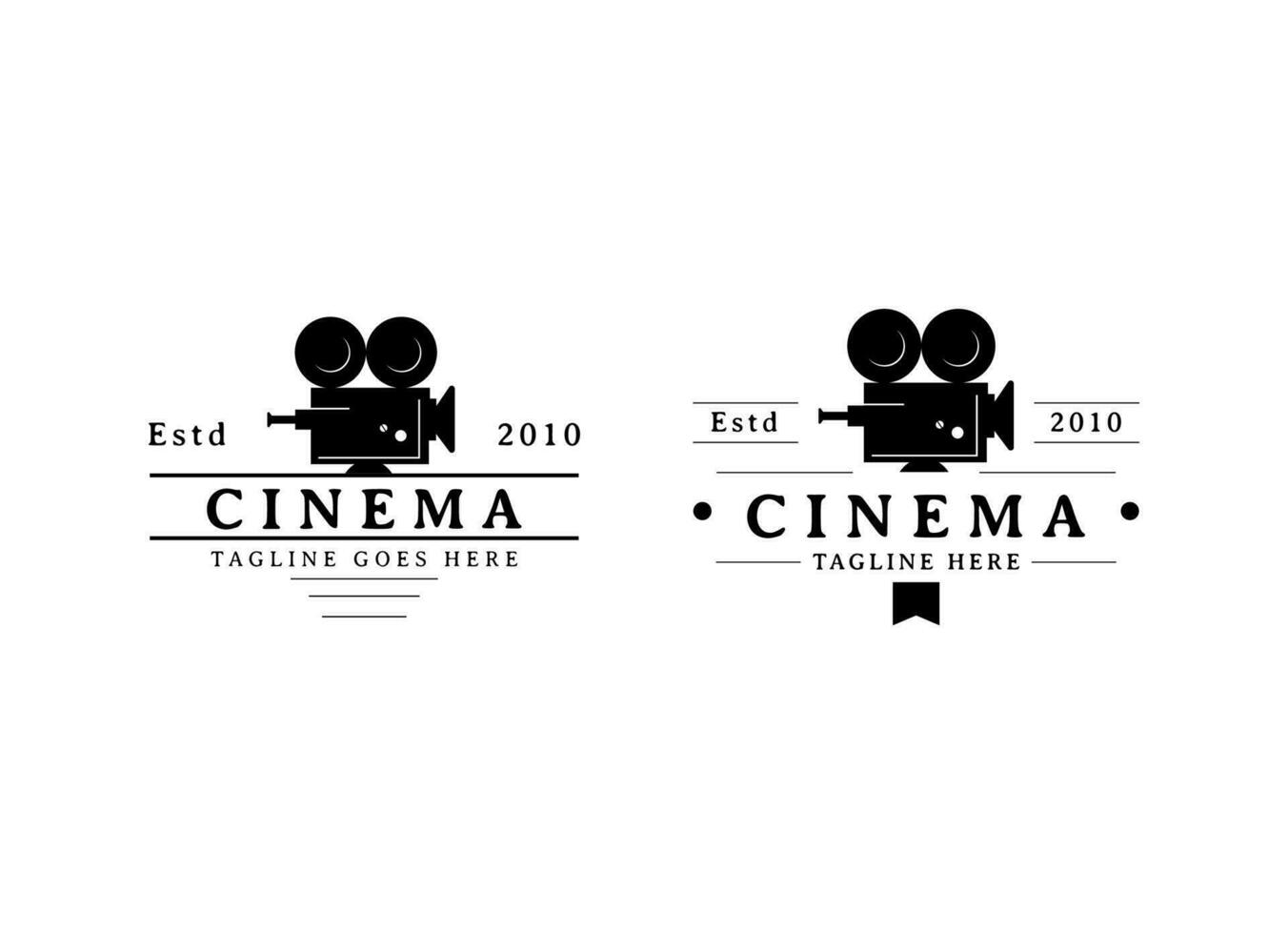 cinema logo design. film logo. rotolo film con telecamera logo design modello. vettore