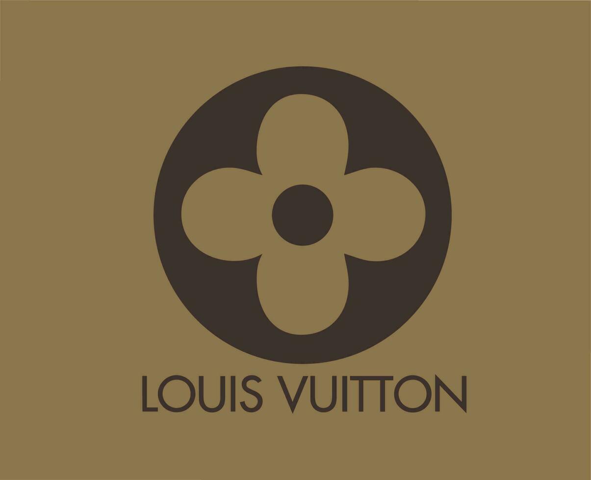 Louis vuitton logo marca con nome Marrone simbolo design Abiti moda vettore illustrazione con Marrone sfondo