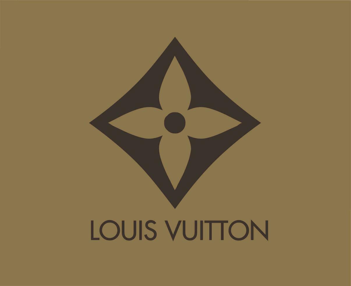 Louis vuitton logo marca moda con nome design simbolo Abiti vettore illustrazione con Marrone sfondo