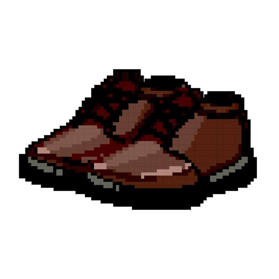 Marrone uomo scarpe gioco pixel arte vettore illustrazione