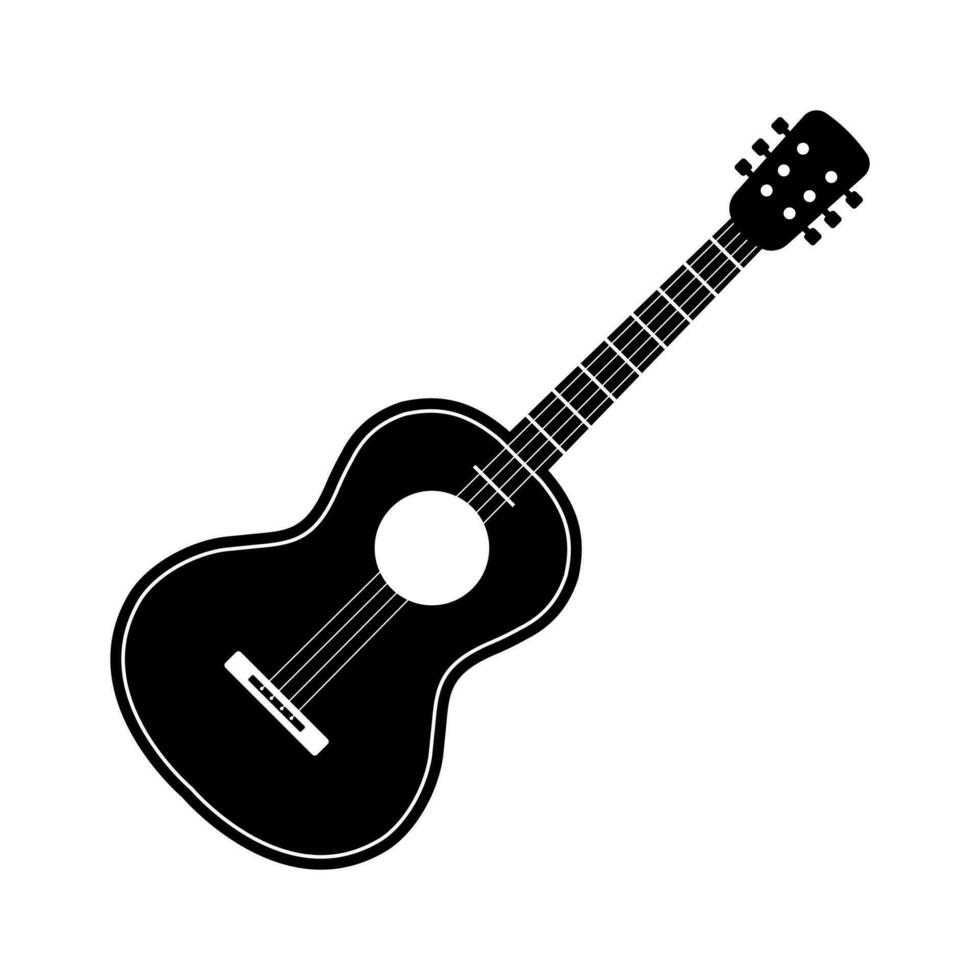 nero chitarra stringhe musica attrezzatura isolato vettore illustrazione