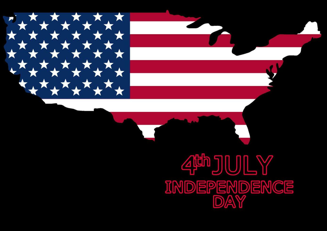 americano bandiera carta geografica vettore con testo indipendenza giorno illustrazione vettore