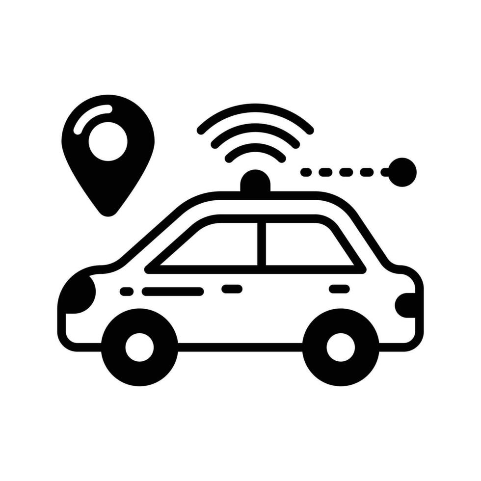 un icona di inteligente macchina, Wi-Fi collegato automobile, ai automobile tecnologia vettore