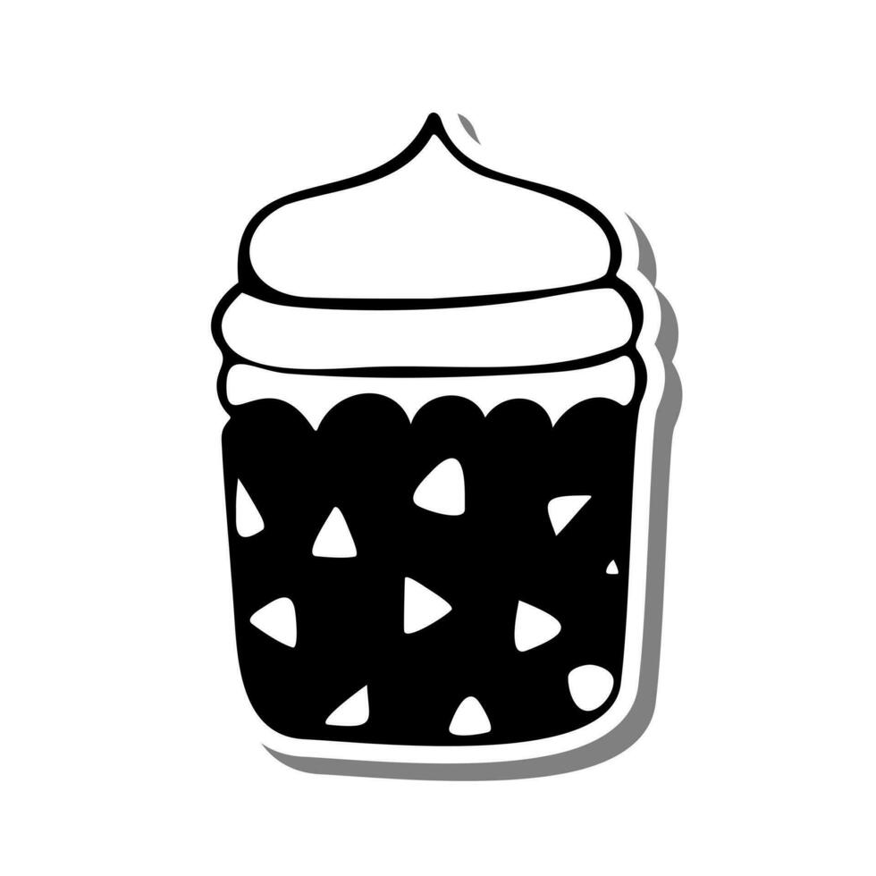 monocromatico Cupcake strati su bianca silhouette e grigio ombra. vettore illustrazione per decorazione o qualunque design.