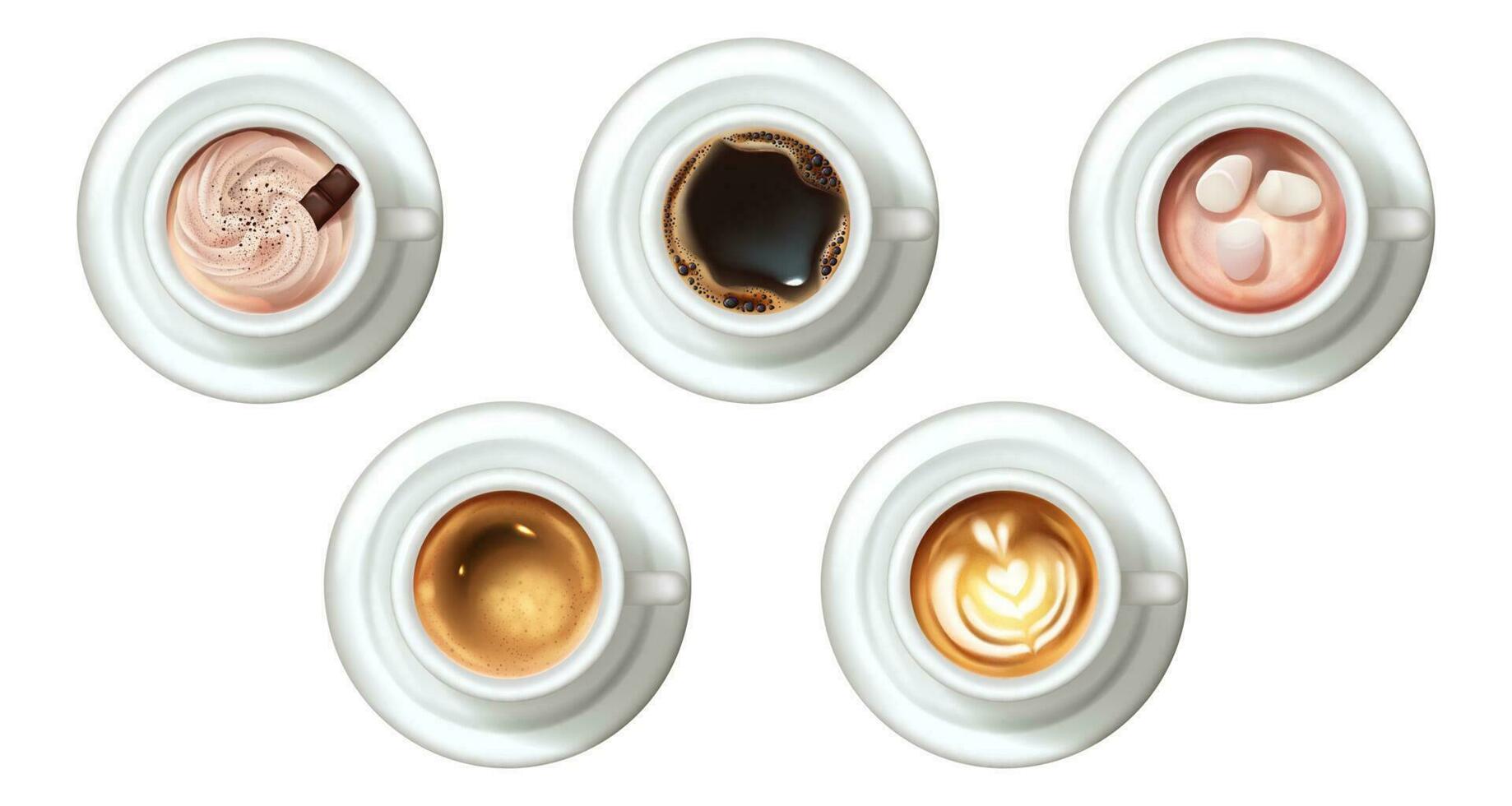 realistico caffè tazze impostato collezione vettore