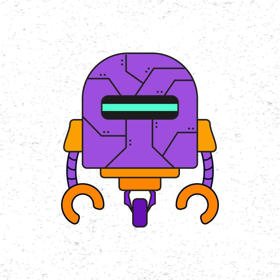 cartone animato carino robot vettore icona illustrazione nel viola colore. futuro scienza tecnologia concetto. premio vettore isolato nel piatto cartone animato stile. adatto per icone, adesivi, Giochi e grafico elementi.