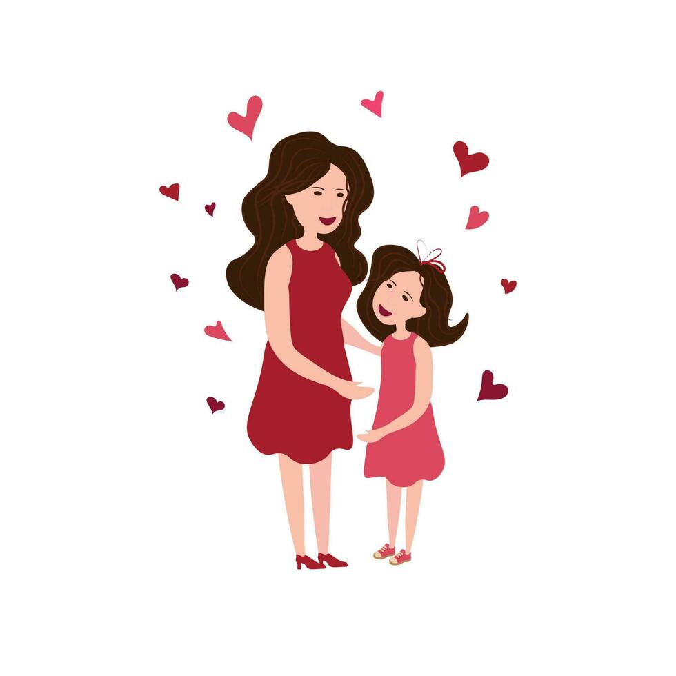 vettore illustrazione con un' donna e sua bambino. bellissimo modello. può essere Usato per striscione, manifesto, cartolina, cartolina e stampa