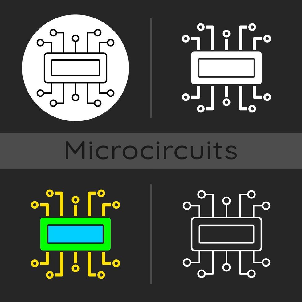 icona del tema scuro del microcontrollore vettore