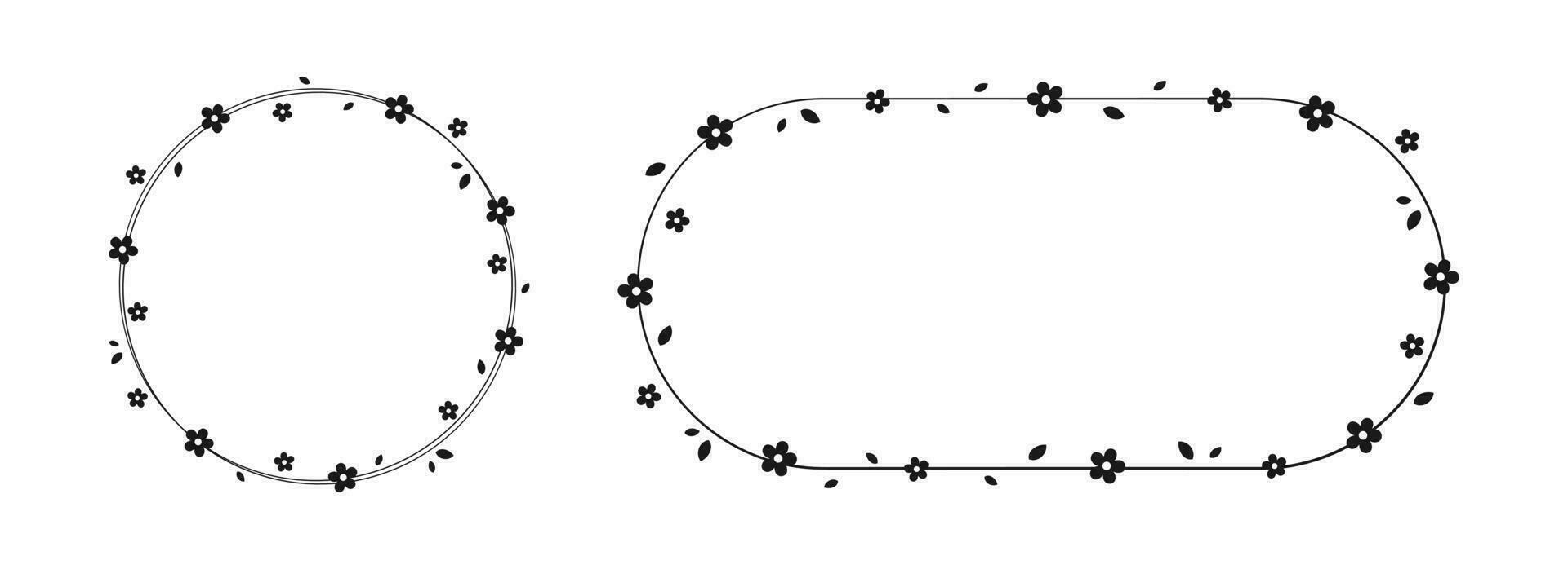 semplice minimo floreale telaio impostare. botanico cerchio confine modello, fiorire design elemento per nozze, saluto carta. vettore