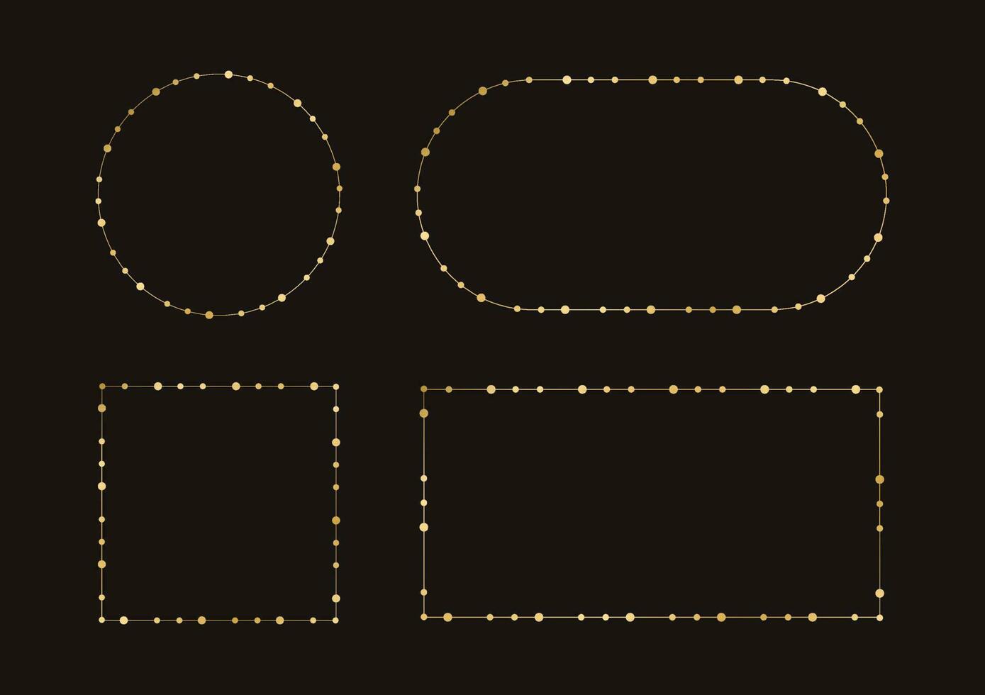 oro Natale Fata luci telaio confine impostare. astratto geometrico d'oro puntini cerchio telaio collezione. vettore