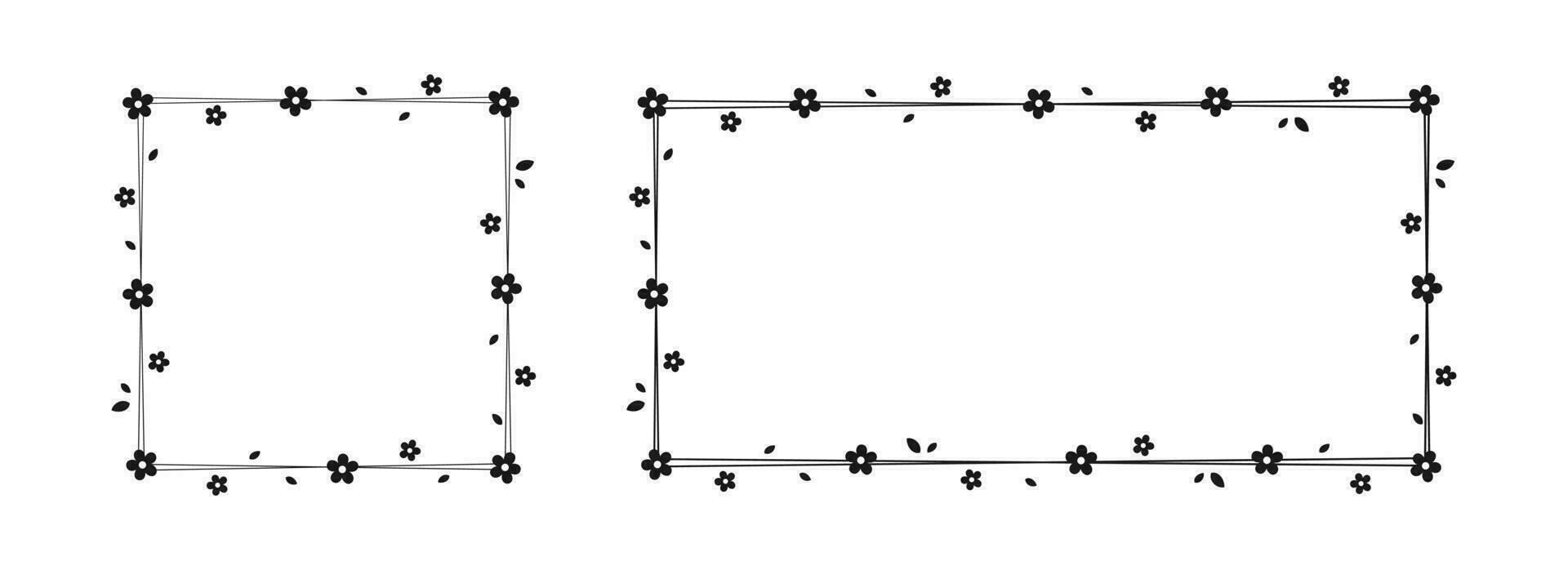 floreale telaio silhouette scarabocchio impostare. primavera confine modello, fiorire design elemento per nozze, saluto carta. vettore