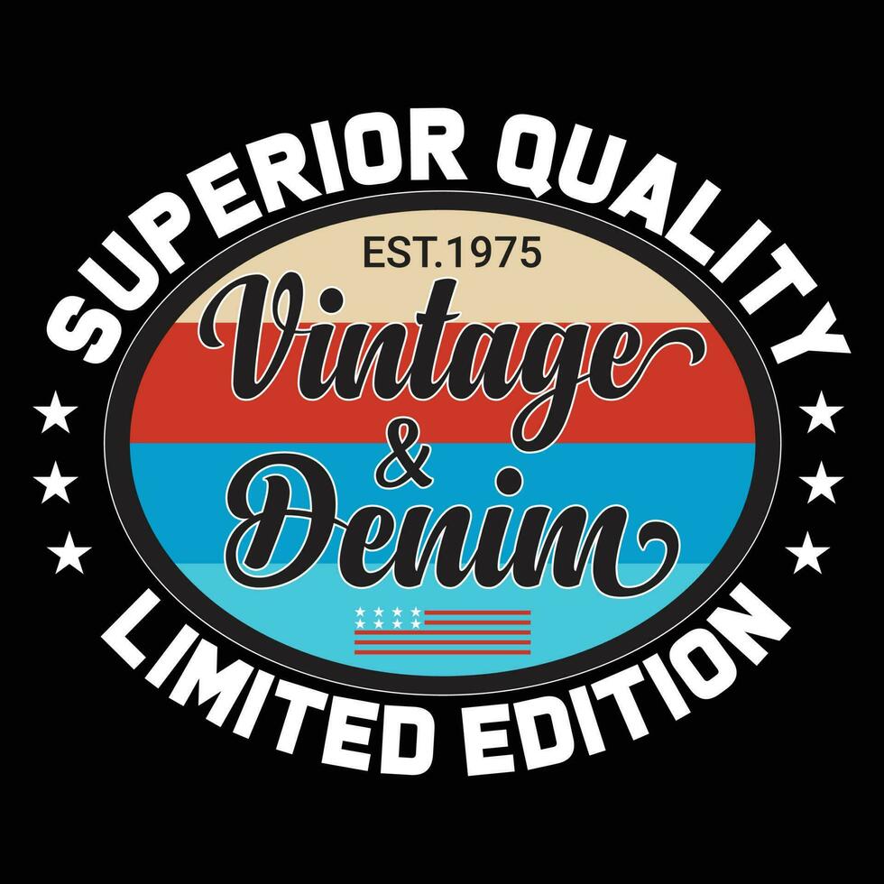 superiore qualità Vintage ▾ e denim limitato edizione maglietta design vettore