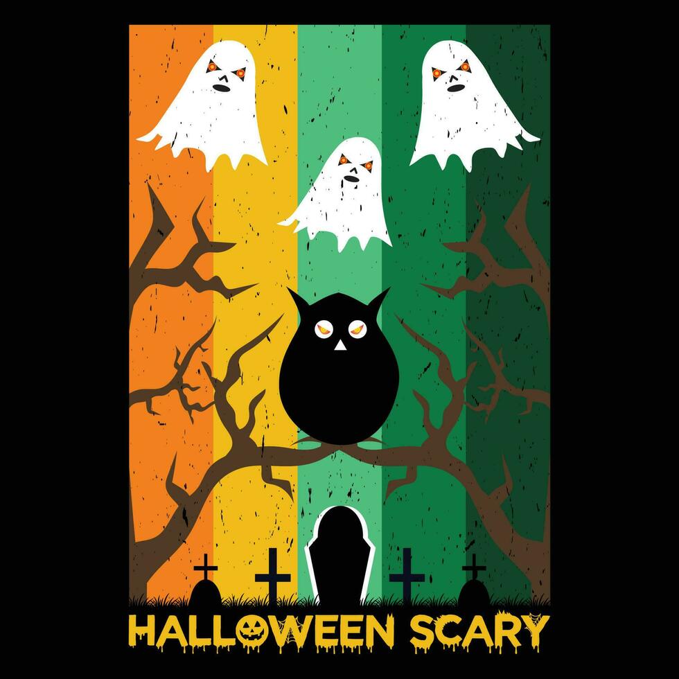 disegno della maglietta spaventosa di halloween vettore