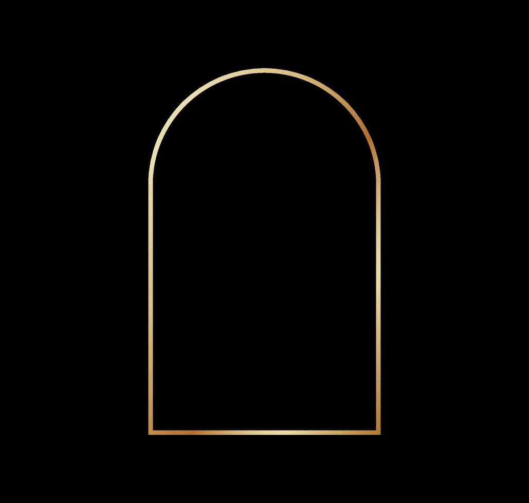 d'oro arco telaio nel arte deco stile. lusso oro confine per per nozze invito. magro linea ovale arco per invito decorazione. vettore illustrazione isolato su nero sfondo